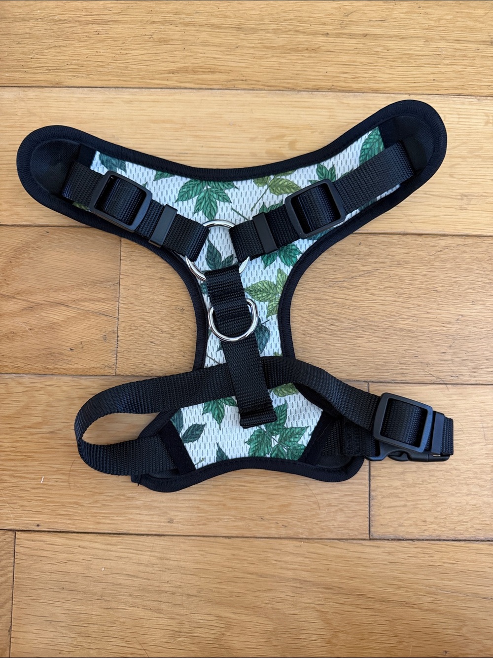 Reversible Tropical Floral Dog Harness - Black with Multicolor Hibiscus Print - Picture 2 of 2